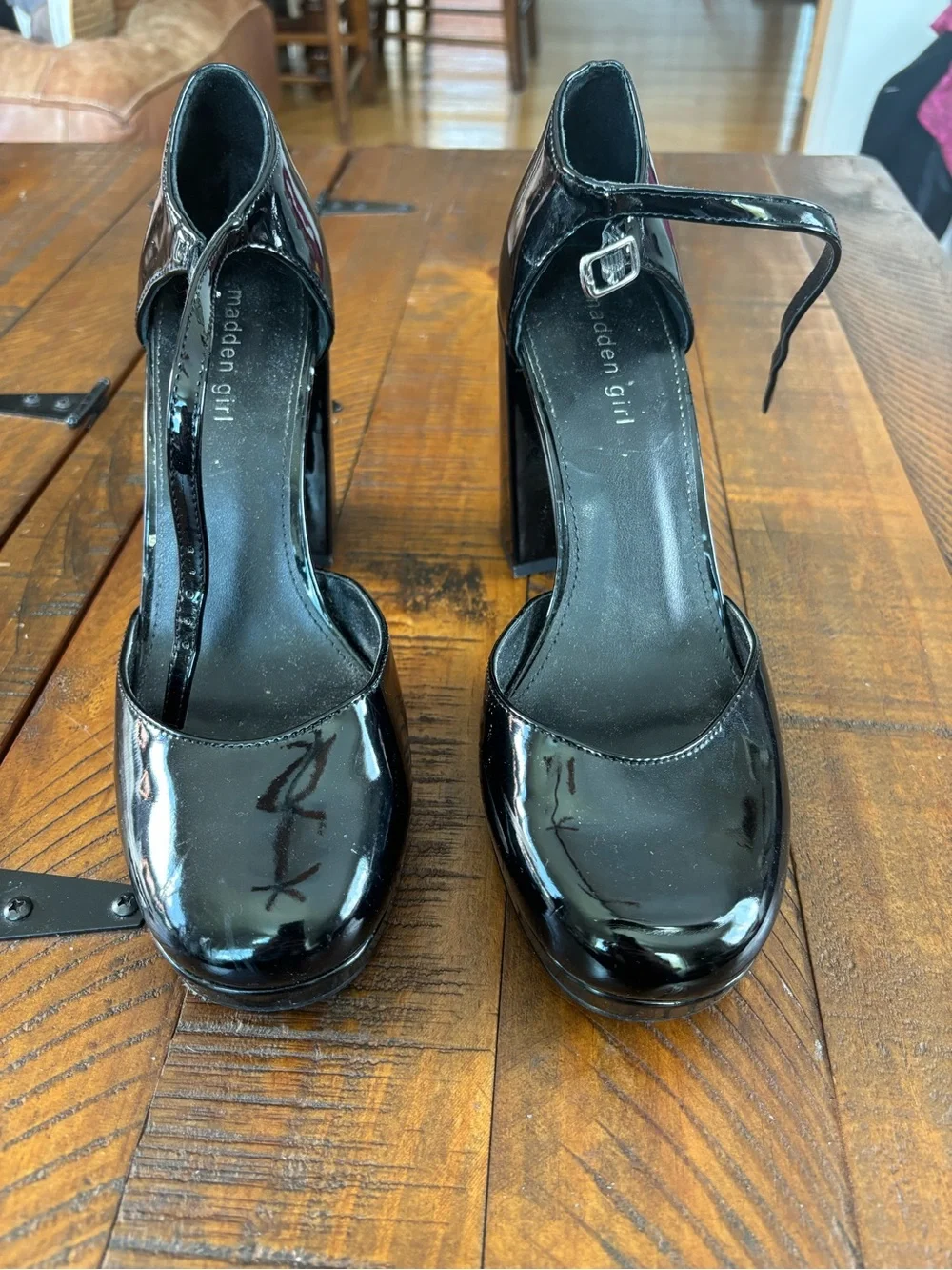 Madden Girl Black Patent Platform Mary Jane Heels